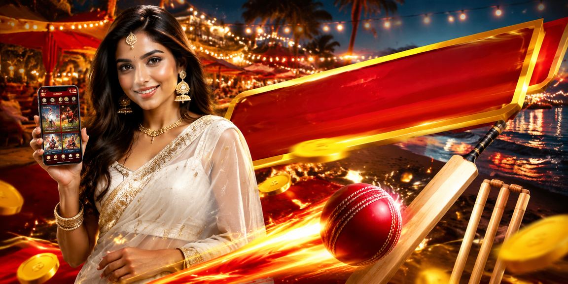 Indian woman enjoying online cricket betting from mobile device
